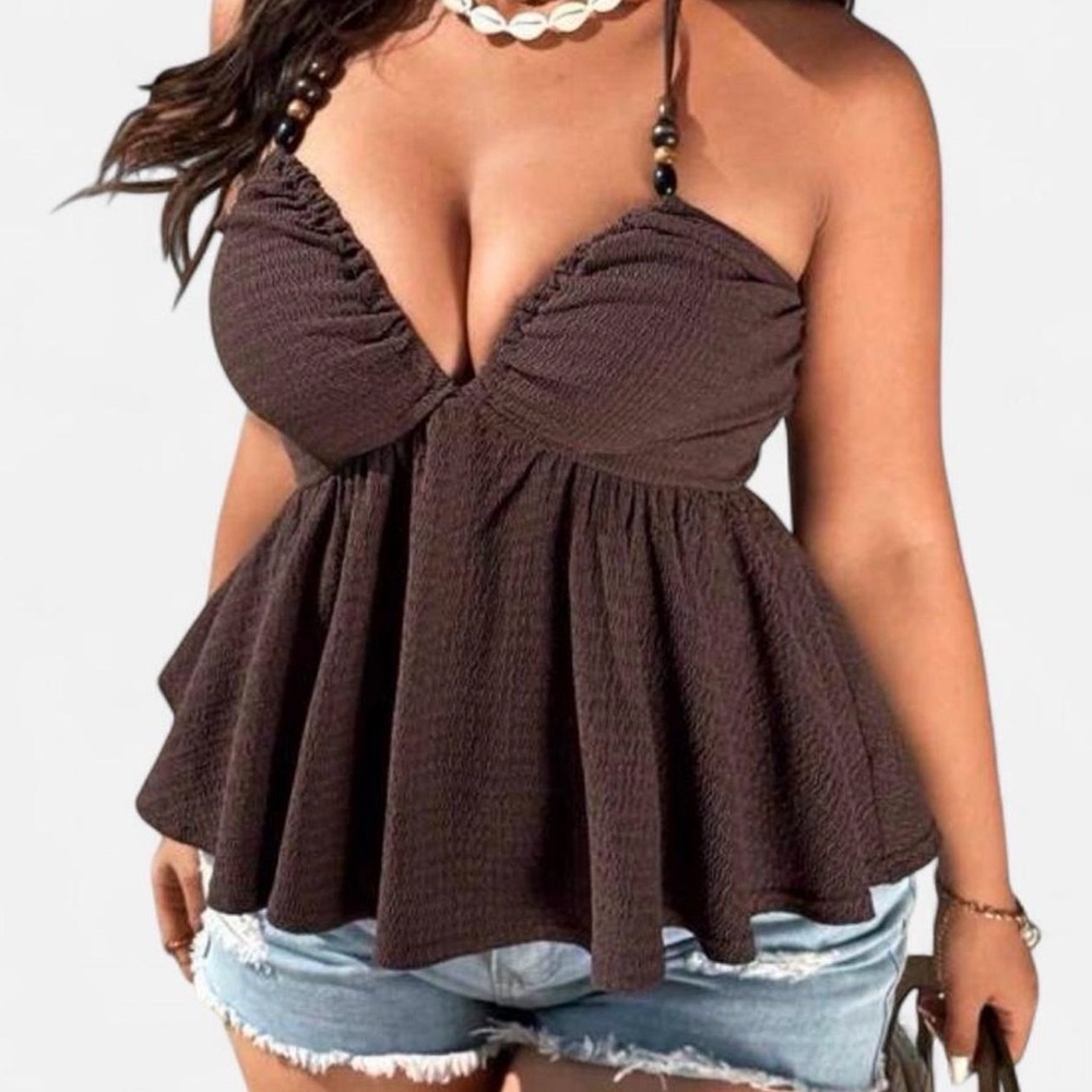 SHEIN Chocolate Halter Neck Top